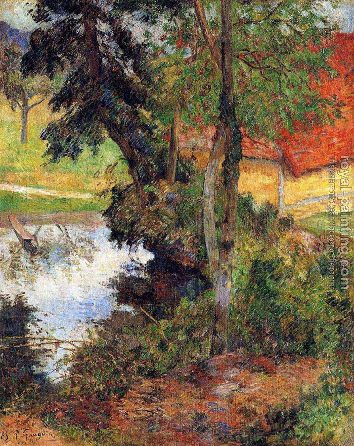 Paul Gauguin : Red Roof by the Water